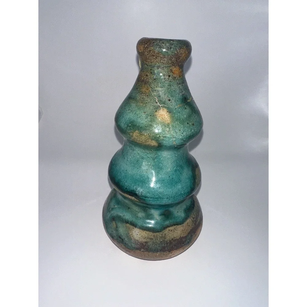 Glazed Pottery Vase Turquoise Pottery Unique Piece‎